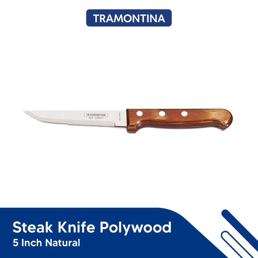 Pisau Steak Tramontina 5 Inch Jumbo Steak Knife Natural Polywood